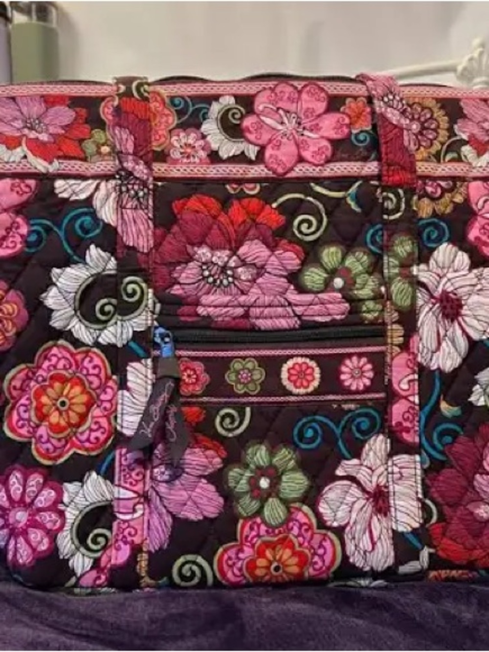 Vera Bradley Mod Floral Quilted Floral Tote Bag - Pink & Brown like NEW 🌺 - Picture 2 of 6